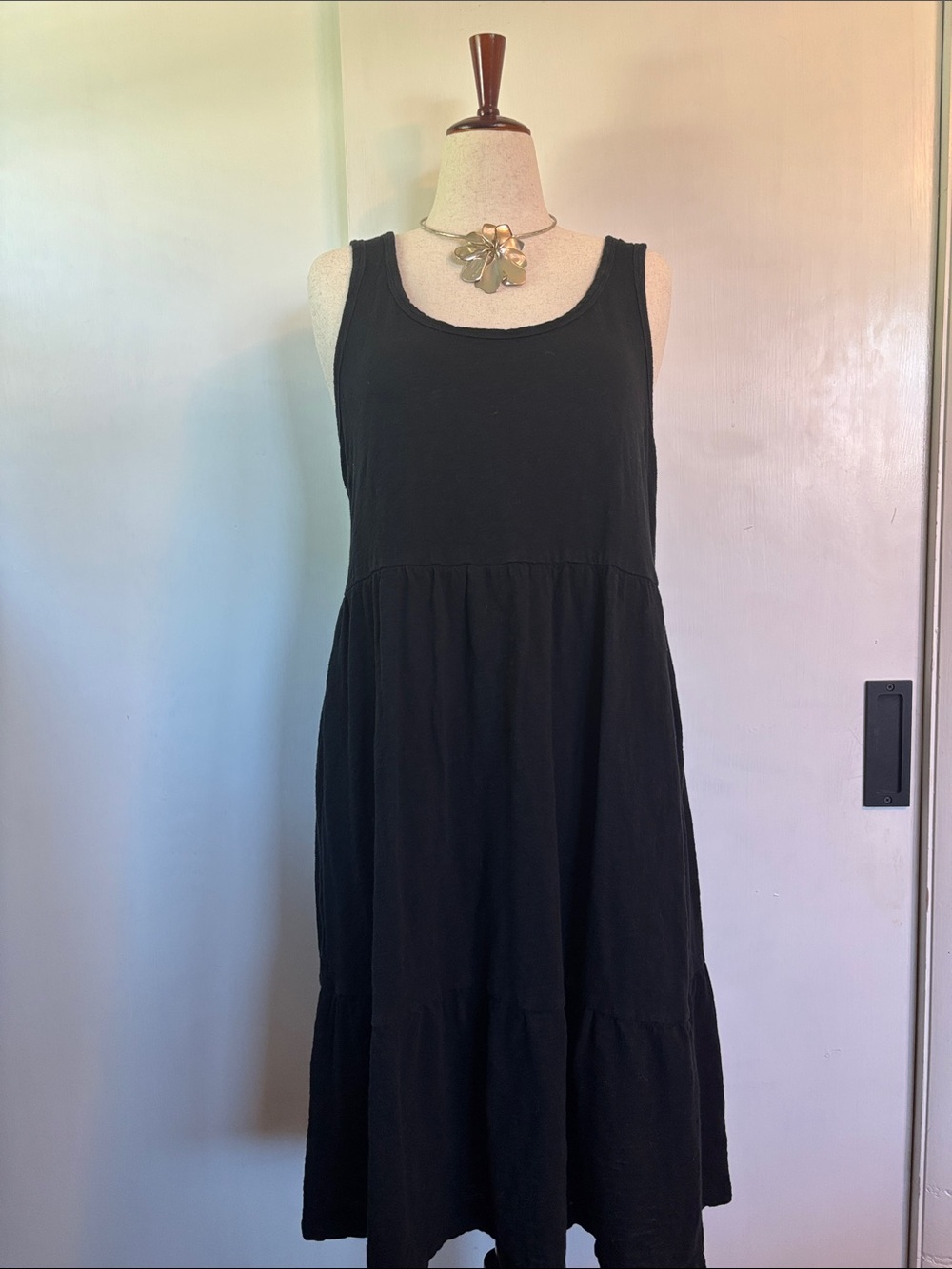 GAP Black Sleeveless Cotton Tiered Casual Dress